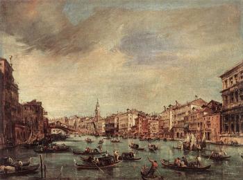 Francesco Guardi : The Grand Canal Looking toward the Rialto Bridge